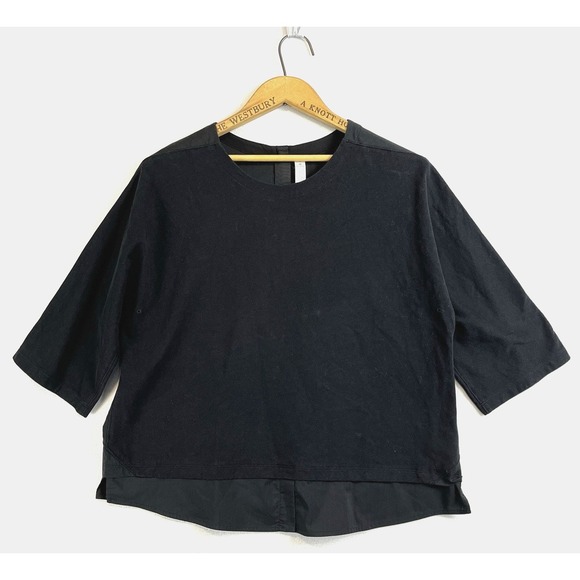 LULULEMON Live To Layer Womens Shirt Sz 4 Black Cotton Blend‎ Half Sleeve Casual - Picture 2 of 12
